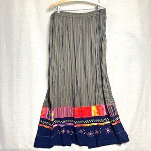 VTG 90’s Surya Rayon Batik Fabric Floral Boho‎ Maxi Skirt w/ Sz 3x Dopamine